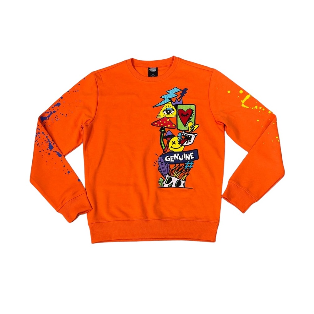 Men’s Crewneck Pullover Graphic Design “Genuine” NWT